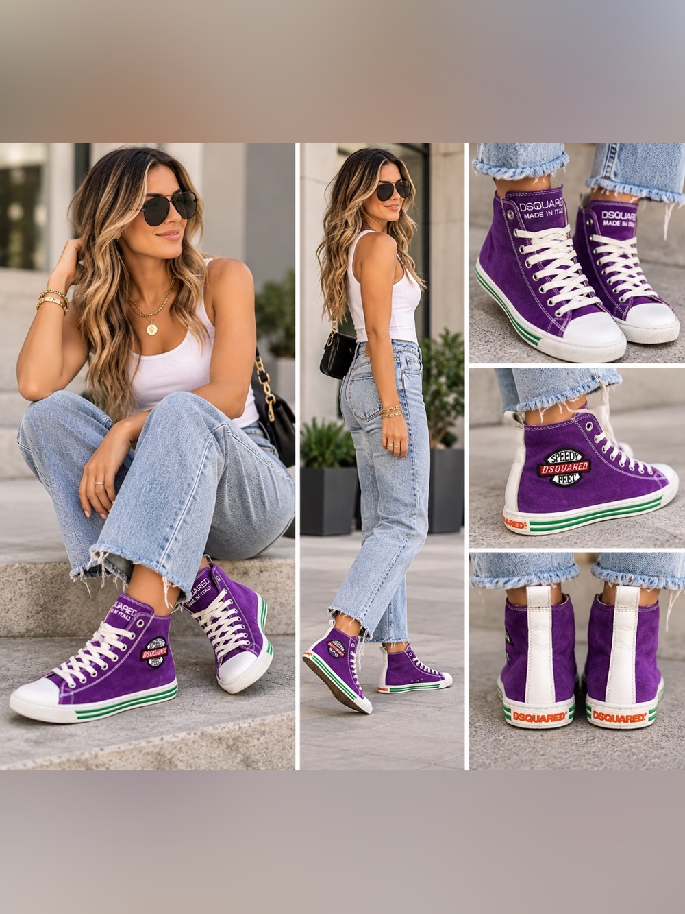 DSQUARED2 Made in Italy Purple
High-Top Sneakers Women's Size 6.5